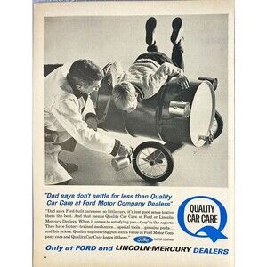 Ford & Lincoln Mercury Dealers "Quality Car Care" Vintage Print Ad 1963